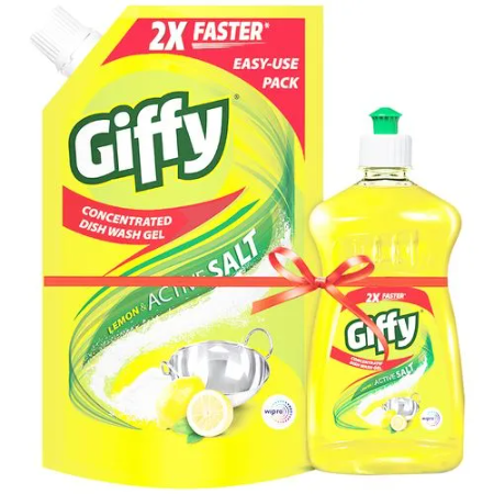 Giffy Dish Wash Gel - Lemon & Active Salt