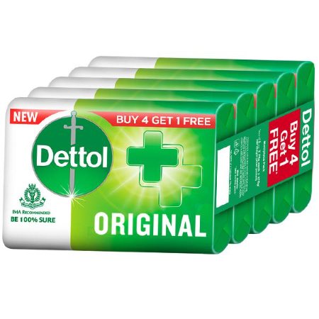 Dettol Soap - 75gmX5 Org - Buy 4 Get 1