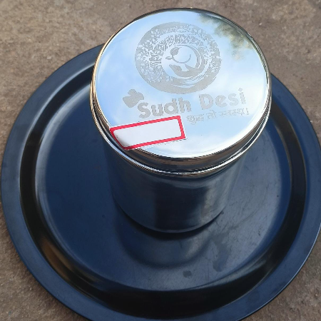 Sudh Desi Stainless Steel Container (with measurement marking)