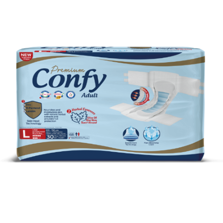 Confy Premium Adult Diaper , Size L ( pack of 10)