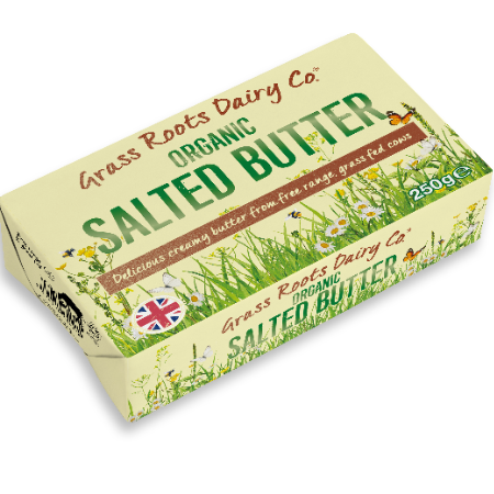 Grass Roots SALTED Butter 10 x 250g NOW BRANDED ORGANIC HERD