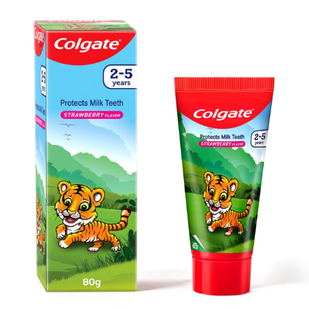 Colgate Toothpaste For kids Protects Milk Teeth Strawberry Flavor