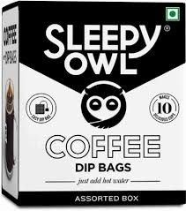 sleepy owl dip coffee bag