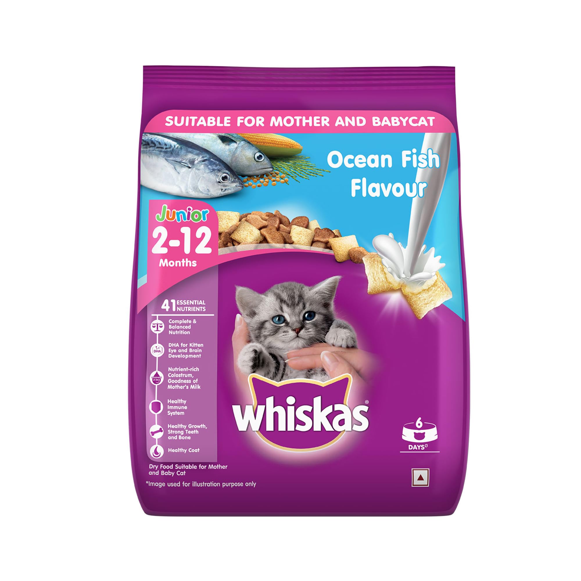 Whiskas Ocean Fiish Flour (2-12 months) Free Whikas Gravy pouch /-50