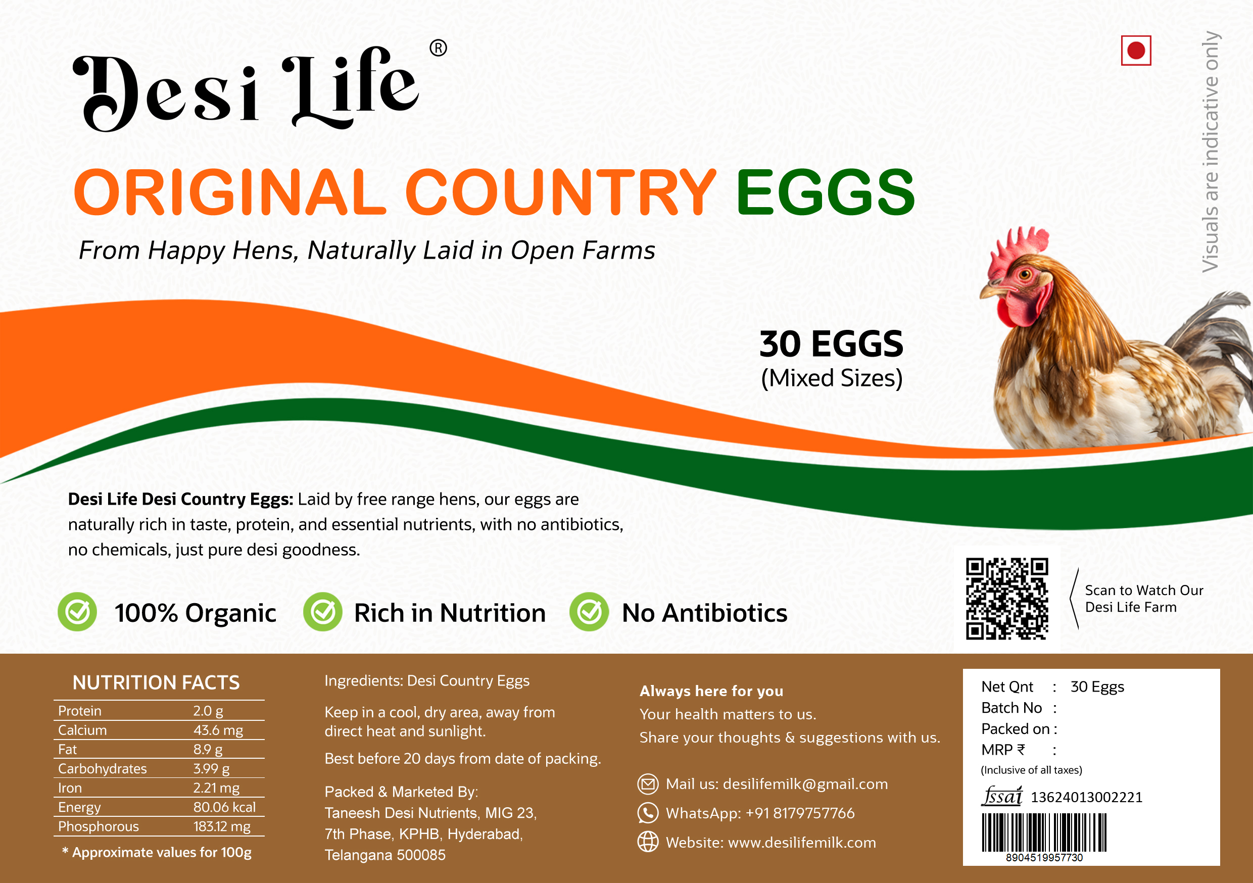 Original Country Eggs - 30 Eggs (Free Range & Antibiotic Free)