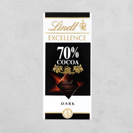 Lindt Excellence 70% Dark Cocoa Chocolate Bar, 100g