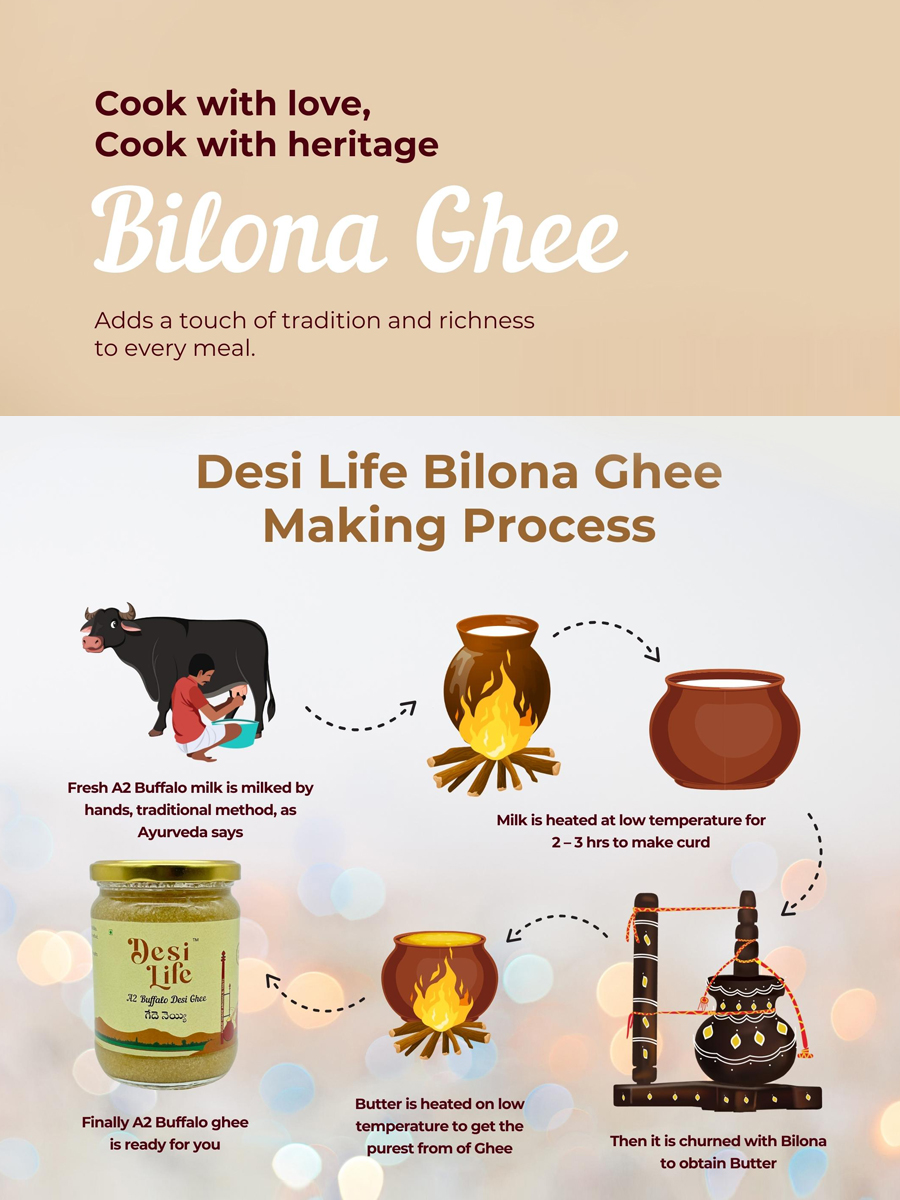 Vedic Buffalo Ghee | Bilona Method | Made from Curd 500ML