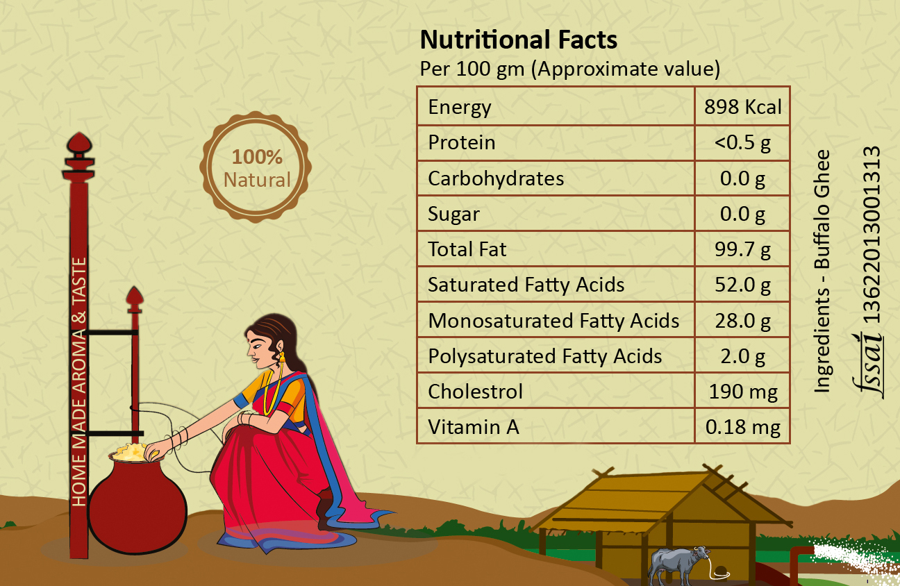 Vedic Buffalo Ghee | Bilona Method | Made from Curd 250ML