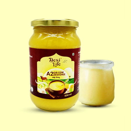 A2 Desi Gir Cow Bilona Ghee | Made from Curd - 500ml
