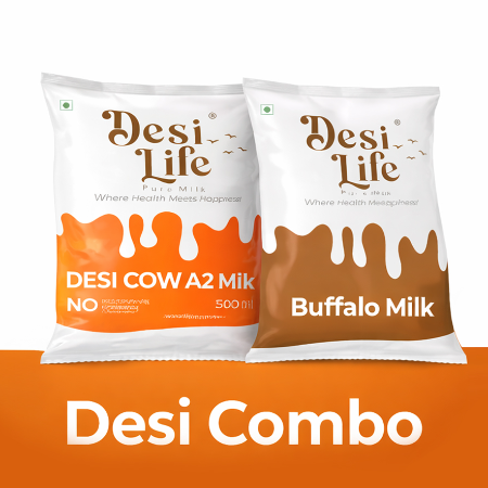 Combo – Desi Cow A2 Milk + Buffalo Milk (500ml + 500ml)