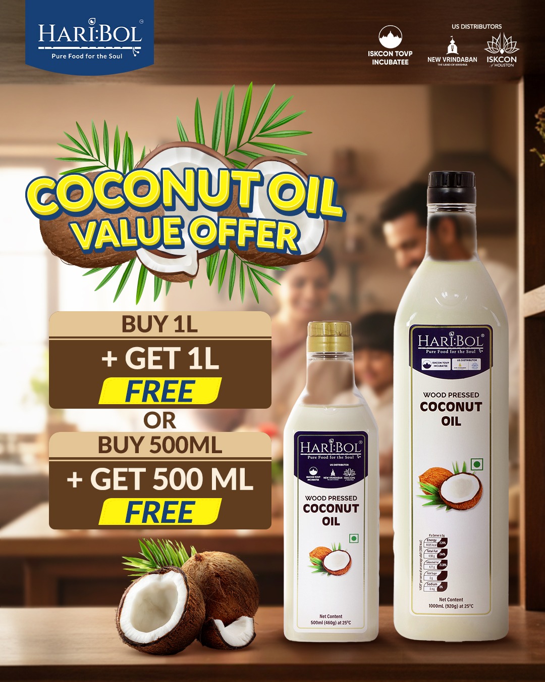 Coconut Oil Buy 1 Get 1 free 1 ltr 