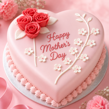 Heart Shaped Strawberry Cake 