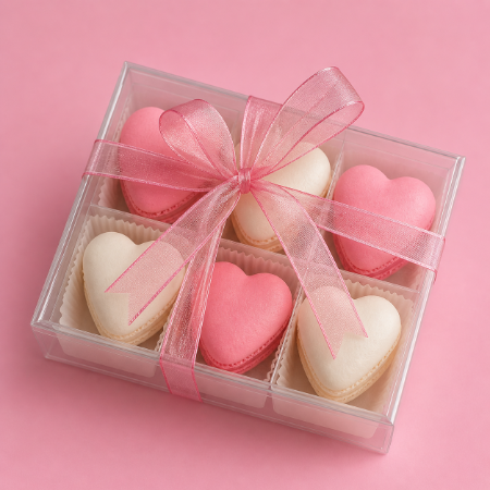 Heart Shaped Macaroons Box (Pink and white)
