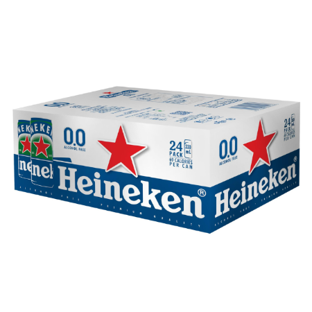 Heineken 0.0% Non Alcoholic Beer Cans 330ml X 24 