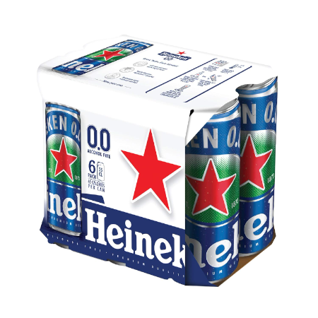 Heineken 0.0% Non Alcoholic Beer Cans 330ml X 6