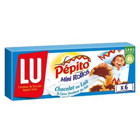 Lu Pepito Mini Rollos Chocolate milk biscuit 225g
