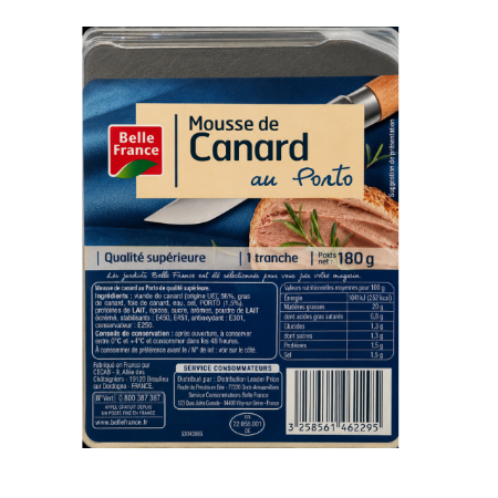 Belle France Duck Mousse with Port 180g