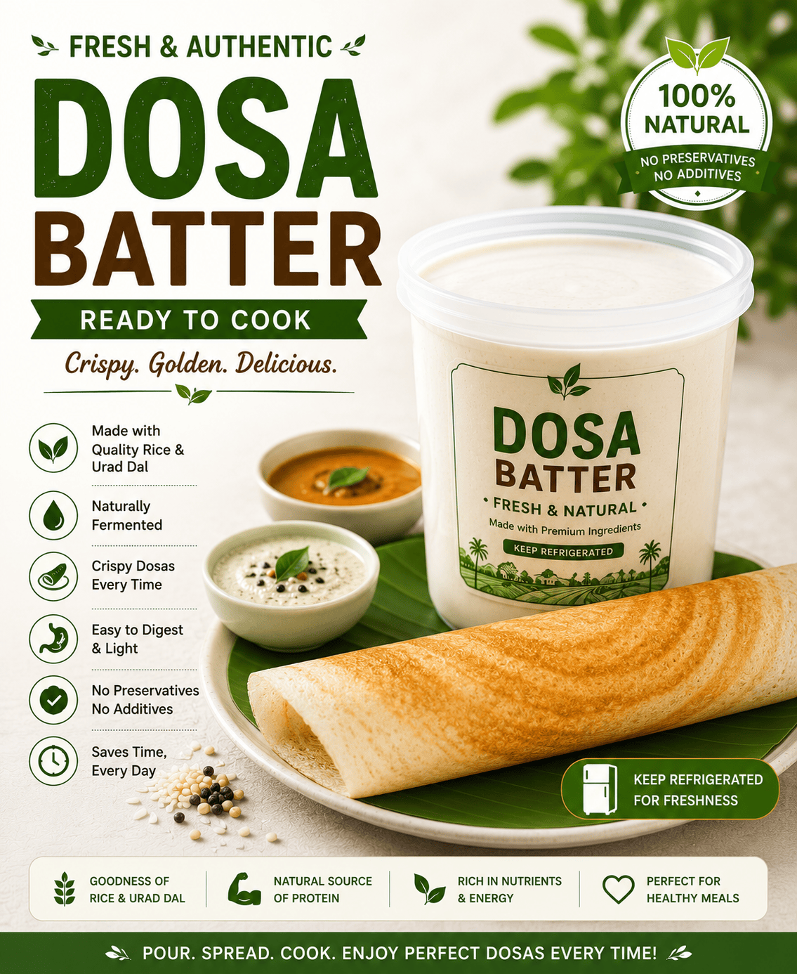 Dosa Batter - Natural (Stone Cold Press, Fermented)