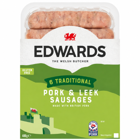 Edwards Pork & Leek Sausages 400g