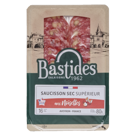 Bastides Saucisson Sec with Hazelnuts 80g