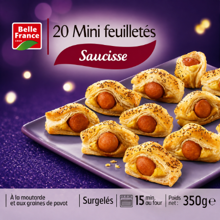 Belle France Mini Feuilletés Saucisse Moutarde 20 pc 350g