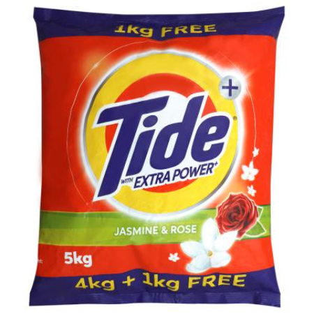 Tide Plus Jasmine & Rose Detergent Powder 4 kg (Get 1 kg Free)