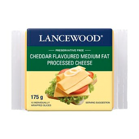 Cheddar Flavoured Processed Cheese Sliced - Lancewood  (10 slices)