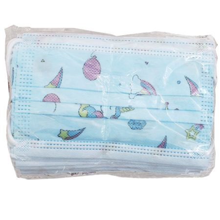 Kid's Blue Disposable Face Mask x50